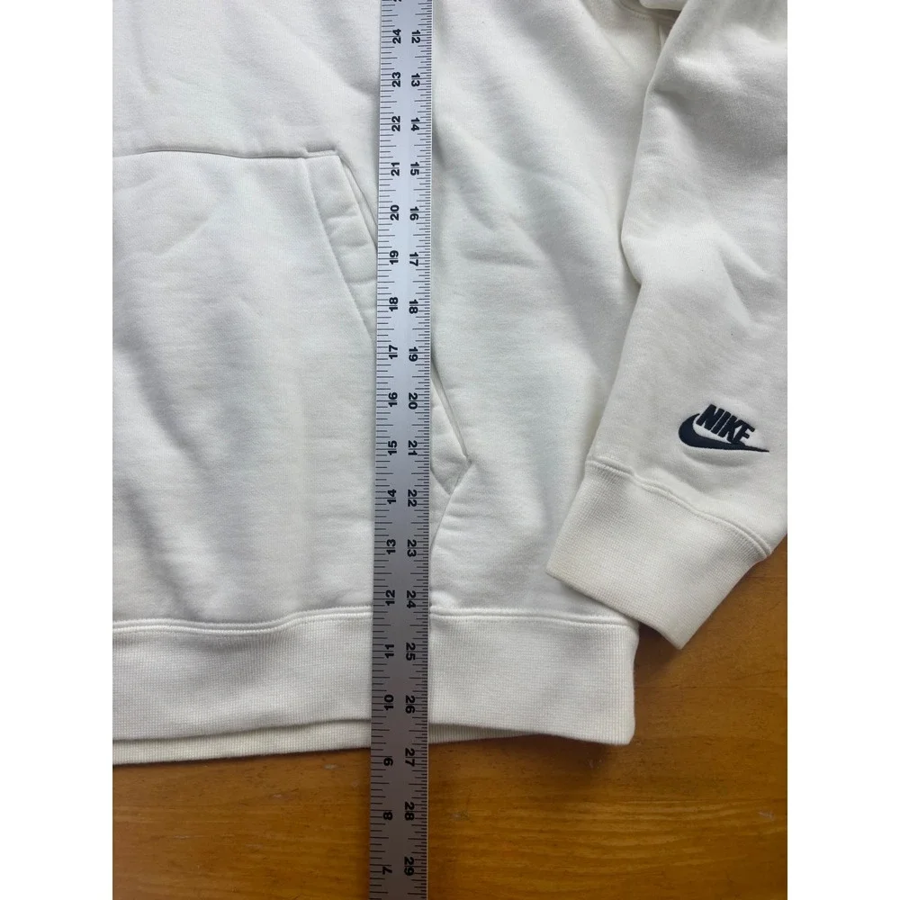 Nike Just Do It Embroidered Hoodie Mens Large White Fleece Pullover Sweatshirt